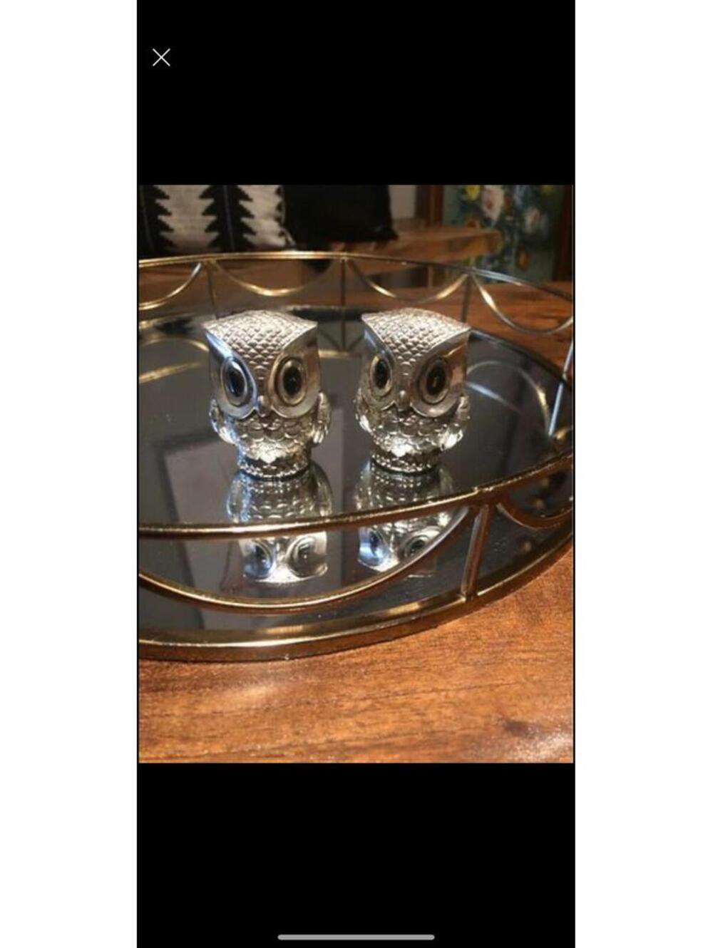 Silver Owl Salt & Pepper Shakers, Japan